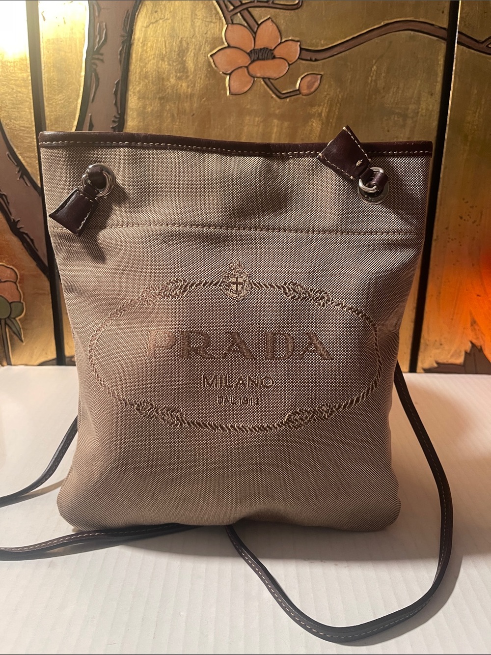Prada beige and brown crossbody bag Pre-owned